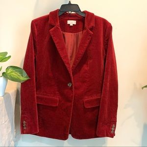 Loft red corduroy blazer jacket size 10